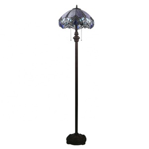 Lámpara de Pie Tiffany LongHuiJing de 16 Pulgadas con Doble Cadena de Control, Pantalla de Vidrio Teñido, Diseño de Libélula - Product Image 5