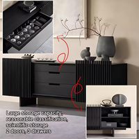Buffet d'appoint moderne Combohome pour hôtel, en MDF/rotin, avec 2 portes coulissantes et 3 tiroirs, rangement écologique