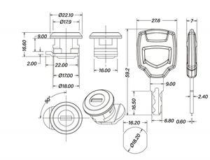 T02-11 प्रकार जस्ता मिश्र धातु लॉक शरीर, ट्रंक सुरक्षा के लिए उपयोग किया जाता है, एक प्रमुख ट्रंक लॉक से सुसज्जित - Product Image 3