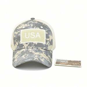 Wholesale Custom Camouflage Mesh Baseball Cap Summer America Flag Velcro <b>Patch</b> logo Camo Hats Trucker Hat - Product Image 4