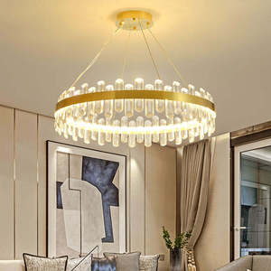 Zèle éclairage moderne créatif or arrondi cristal plafond lustre suspension pour table à manger - Product Image 5