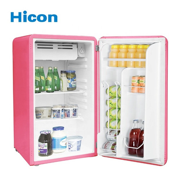 Hicon New Design Retro Personal Small Fridge Electric Refrigerator 90L 110V/220V-240V CE, EMC, RoHS