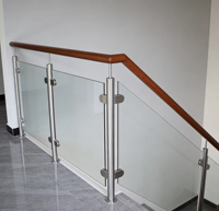 Rampe d'escalier en verre brossé sans cadre, pince en acier inoxydable en forme de D, résistante à la rouille, réglable, design moderne, support en verre
