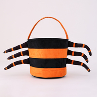 Cesta de Decoración de Halloween con Forma de Araña de Peluche, Personalizada, Resistente, para Dulces