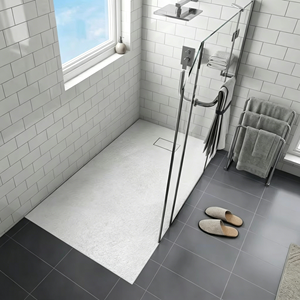 Receveur de <span class=keywords><strong>douche</strong></span> rectangulaire européen en <span class=keywords><strong>résine</strong></span> blanche, taille personnalisée, avec drain central, pour salle de bain - Product Image 4