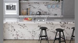 En kaliteli Calacatta menekşe yapay kuvars levha beyaz siyah damarlar sahte kuvars levha cilalı mutfak tezgahı özelleştirilebilir - Product Image 3