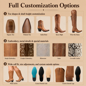 <span class=keywords><strong>Botas</strong></span> Vaqueras de Cuero Genuino para <span class=keywords><strong>Hombre</strong></span>, Estilo Mexicano, Texas, Occidental, con Bordado, <span class=keywords><strong>Punta</strong></span> <span class=keywords><strong>Cuadrada</strong></span>, Personalizadas, al por Mayor, Marca CHENO - Product Image 4