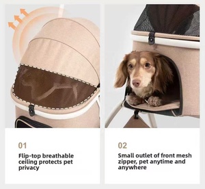 All-in-One Trọng lượng nhẹ có thể gập lại vật nuôi Xe đẩy du lịch ngoài trời giỏ hàng cho mèo và chó làm bằng vật liệu Oxford - Product Image 3