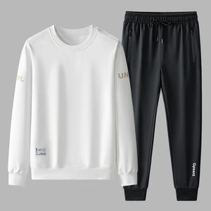 Conjunto deportivo informal para hombre, otoño 2025, con logotipo personalizado, suéter holgado de cuello redondo para deportes juveniles. - Product Image 3