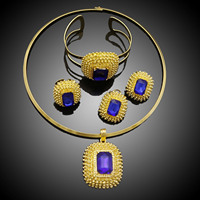 Zhuerrui femmes rond mariage mode collier ensembles de bijoux or éthiopie érythrée Habesha rouge cristal ensemble de bijoux HD17071801
