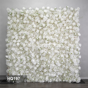 Wedding Stage 8ft X 8ft Rose Artificial <b>Flowers</b> White <b>Flower</b> Wall Backdrop Roll up Decorations Events Background for Photography - Product Image 2