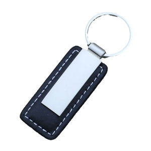 Wholesale Promotional Zinc Alloy Lightweight Rectangle Pattern PU Leather <b>Custom</b> Designer Durable <b>Keychain</b> - Product Image 1
