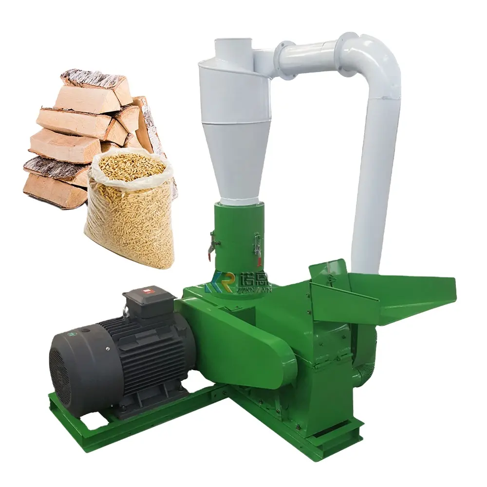 Electric Combined Wood Pellet Press Making Machine With Hammer Mill Sawdust Crusher Biomass Pelletizer For Sale