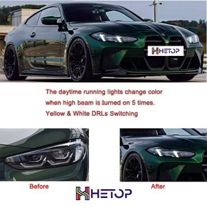 G22 Đèn Pha 2021-2024 Ba Màu Vàng Trắng Hổ Phách Hệ Thống <span class=keywords><strong>4</strong></span> Loạt M3 M4 G23 G80 G82 Nâng Cấp <span class=keywords><strong>LED</strong></span> DRL Đèn Laser Cho BMW - Product Image 2