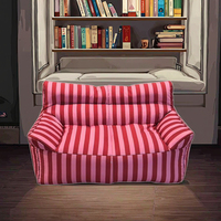 Canapé pouf moderne en tissu 2025, double place, design rayé, extérieur/intérieur, housse amovible imperméable, usine chinoise