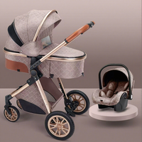 Poussette bébé 360° bidirectionnelle en métal et tissu, design haute position, portable, pliable, inclinable, antichoc, pour nourrissons et tout-petits 0-3 ans