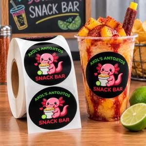 Etiquetas de Embalaje Personalizadas para Envases de Alimentos, Impresión Personalizada del Fabricante FX, Etiquetas Adhesivas con Logotipo, Resistentes al Agua, para Vasos de Snacks - Product Image 1
