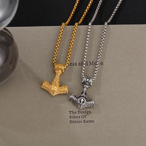 İskandinav Viking paslanmaz çelik altın kaplama Viking üçgen thor'un çekiç kolye - Product Image 3