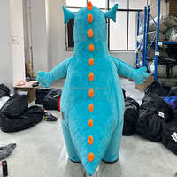 Funtoys personnalisé géant gonflable bleu Barney mascotte Costume dragon peluche Fursuit dinosaure avec lunettes drôle costume pour adulte