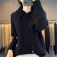 Sweat-shirt en tricot à capuche à la mode pour femmes 24 veste coupe ample populaire pour le printemps automne hiver avec techniques imprimées à la conception doublée
