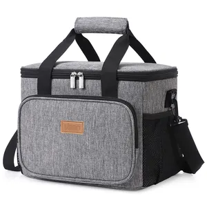 Customized Durable Lunch Cooler Bag Cotton Canvas Eco-friendly OEM Portable Shopping Bag Food Thermal Insulated Jumbo Cooler Bag