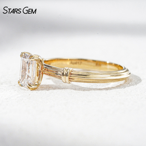 Bague en diamant de laboratoire, or jaune 10 carats, 1,2 carat, taille émeraude, bague solitaire, bagues de fiançailles - Product Image 6