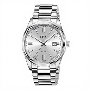 <span class=keywords><strong>CIVO</strong></span> Montre analogique pour homme en acier inoxydable, résistante à l'eau jusqu'à 30 m, boucle à crochet, affichage de la date facile à lire, piles incluses, cadeau - Product Image 1