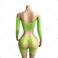 ELITES Ensemble 2 pièces en dentelle et résille orné de strass, tenues sexy pour spectacle, tenues de strip-teaseuse, body, bikini, lingerie