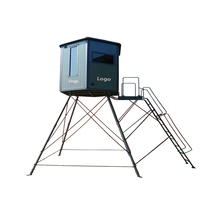 Abri de chasse aux cerfs en plein air, abri d'observation surélevé avec structure en acier et porte et fenêtres silencieuses