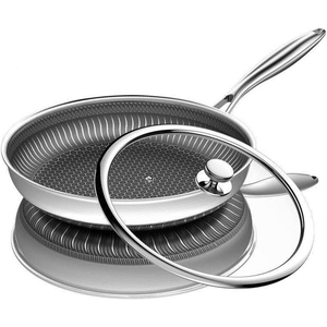 Triply Stainless Steel Frying <b>Pan</b> Saute <b>Pan</b> Non-Stick Coating Gas <b>Induction</b> Cooking 3 Layers Stainless Steel Fry <b>Pan</b> - Product Image 1