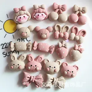 Mica Pink Girl Rabbit Bear Cherry Candy Resin Accessories Mobile Phone Shell Water Cup DIY Jewelry Material Plastic resin charms