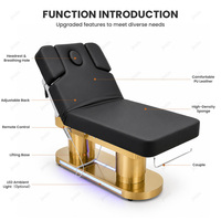 Table de massage chauffante de luxe réglable en hauteur avec 4 moteurs, lit de massage professionnel inclinable pour spa médical et mobilier de salon
