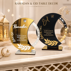 Calendario Conto alla Rovescia per il Ramadan, Decorazione Eid Mubarak, Ornamento da Tavolo Islamico con Luna Crescente in Acrilico e Legno - Product Image 4
