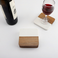 Sous-verres et tapis carrés en bois d'acacia marbré COSEN Nordic, résistance aux hautes températures, écologiques, pour table, 10x10cm