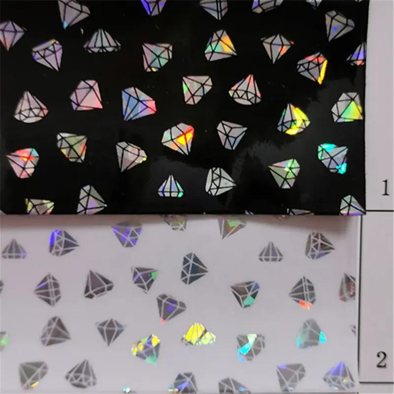 Laser design LF20190002NFZS diamond holographic synthetic PVC leather knitted backing fabric