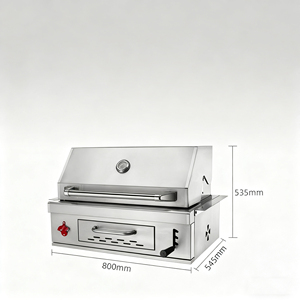 Grande Grill <span class=keywords><strong>BBQ</strong></span> da Incasso per Cucina da Esterno, Griglia a Carbone in Acciaio Inox 304 per Patio e Giardino, <span class=keywords><strong>BBQ</strong></span> in Stile Americano - Product Image 2