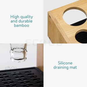 Support à bouteilles multifonctionnel à trois niveaux en bambou, compatible Sodastream, égouttoir et station de séchage pour verres - Product Image 5