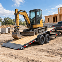 Remorque à plateau inclinable robuste à double essieu pour le transport d'équipements avec plateau en bois, chargement facile, OEM ODM, transport de machines sur mesure