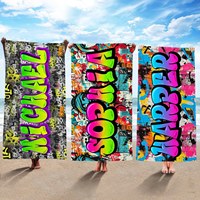 Custom Logo Printed Wholesale Soft Cozy Quick Dry Overside Microfiber Beach Towels Blanket Mat Shawl Polyester Eco-Friendly