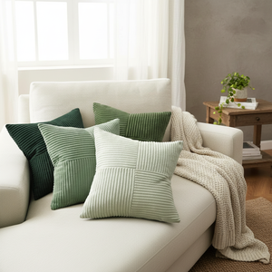 Topfinel Modern Cozy Cushion Cover SageGreen and Forest Green Soft Accent Corduroy <b>Throw</b> <b>Pillow</b> Covers Set of 4 - Product Image 3