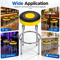 Tabouret de bar pivotant rond avec coussin en PU imprimé sur mesure, pieds en chrome poli, embouts antidérapants pour café, bar, salle de jeux, maison, cuisine