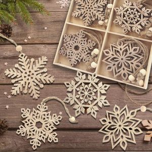 Fiocchi di Neve in Legno Natalizi da Appendere, Ornamenti Fai-da-Te, Ritagli in Legno Non Finito per Decorazioni Natalizie - Product Image 5