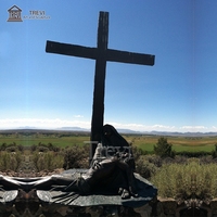 Sculpture de crucifixion en bronze, statue religieuse de Jésus sur la croix, art chrétien, vente en gros, décoration extérieure pour église et commémoration