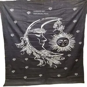 태양 달 디자인 인쇄 면화 침대 시트 태피스트리 인도에서 도매 저렴한 가격 믹스 색상