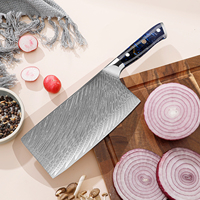 Couteau de cuisine japonais de 7 pouces en acier carbone à 67 couches, acier Damas 10Cr15CoMoV, couteau à découper avec manche en résine, 602 HRC