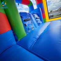 Toboggan aquatique gonflable commercial extérieur en PVC à double piste avec blocs de construction pour piscine, pour enfants, adultes, usage scolaire et résidentiel, personnalisable
