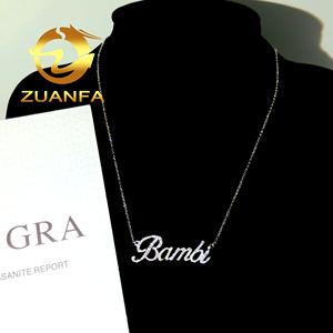 Joyería fina de moda para mujer, collar con nombre inicial de moissanita VVS chapado en oro de 18 quilates, collar con colgante de LETRA DE PLATA 925 personalizado - Product Image 4