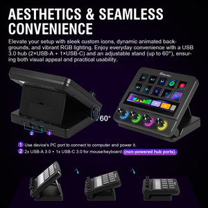 N4Pro Shream Deck Plus Programmable LCD Keyboard With USB <b>Hub</b> RGB Lighting Factory Supply for Distributors Ready Stock No Invent - Product Image 6