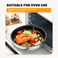 Ensemble d'ustensiles de cuisine écologiques en acier inoxydable, poêle antiadhésive, casserole, poignées amovibles, compatible induction, gaz, four et lave-vaisselle
