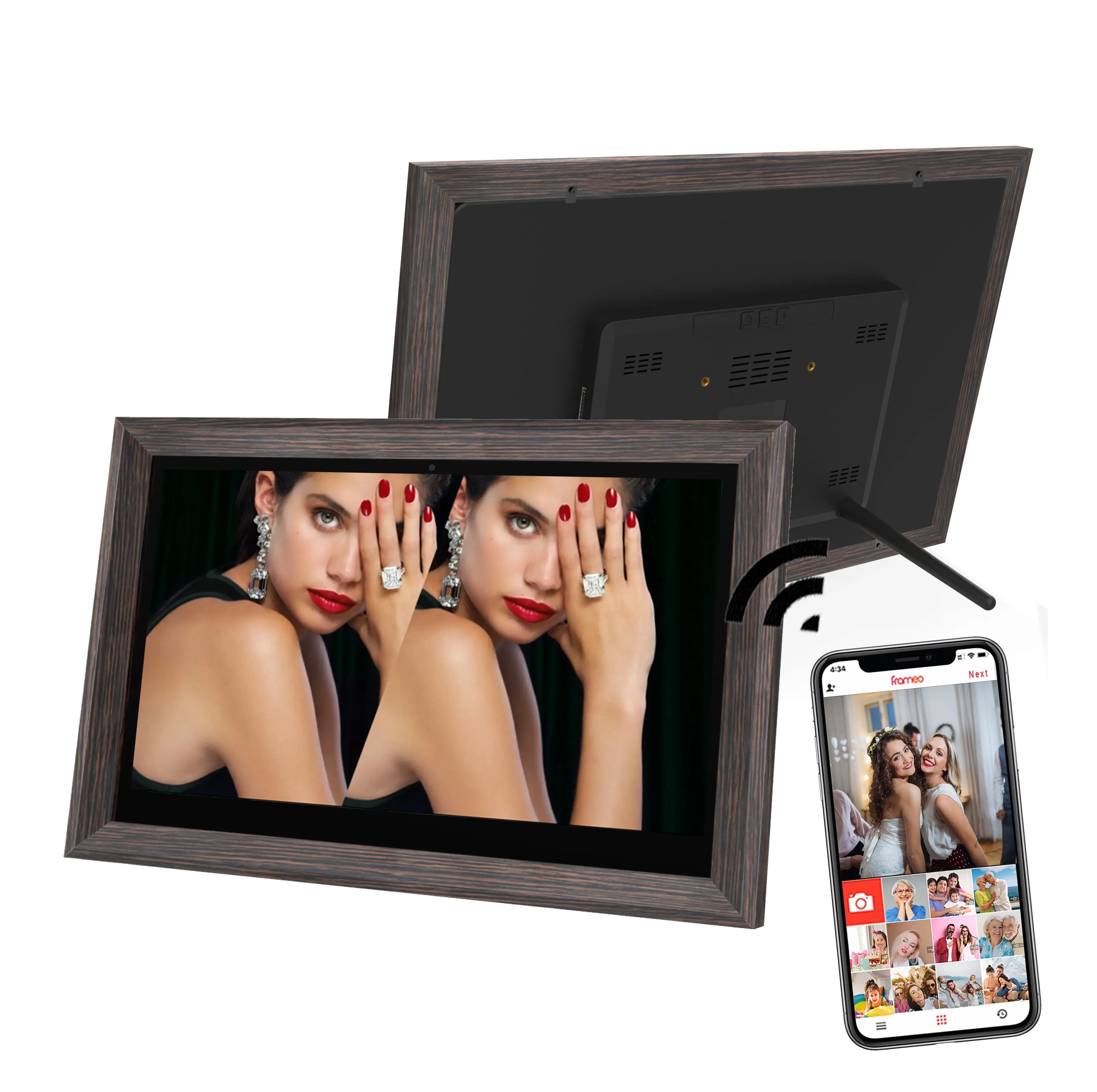 Acrylic 15.6 inch full hd IPS wooden download free mp3 mp4 digital photo frame with wifi